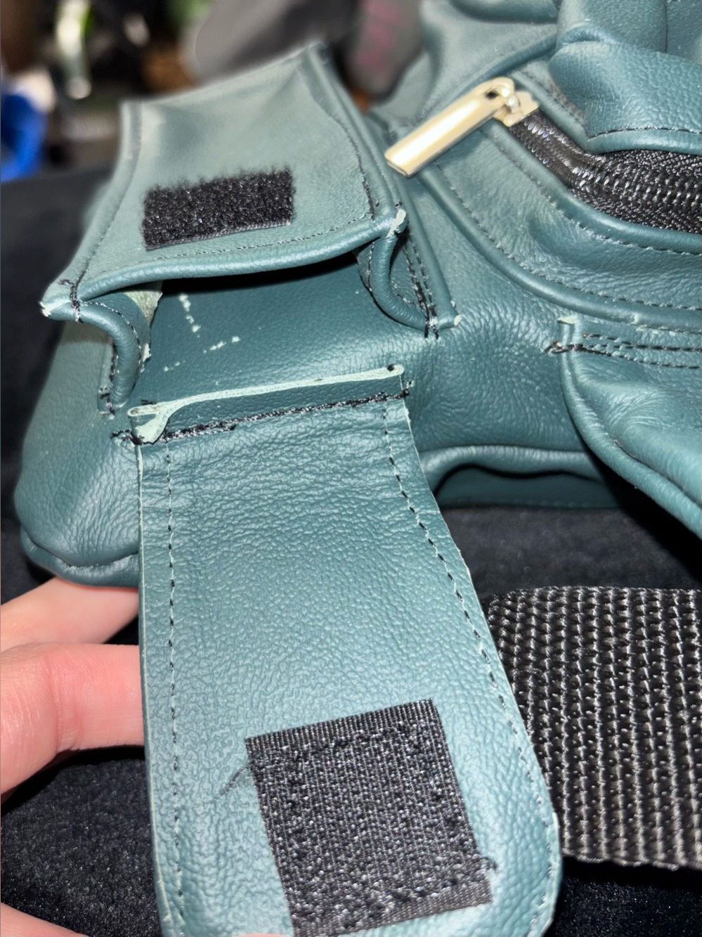 Genuine Leather Teal Crossbody Chest Sling Bag Made in Mexico - Picture 11 of 16